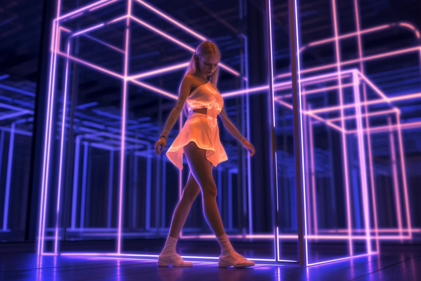 Neon Stage Geometry futuristic performance costume concept
