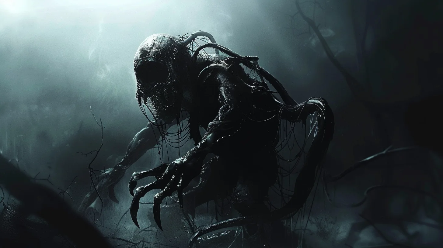 Dark science-fiction creature concept artwork for film or game production