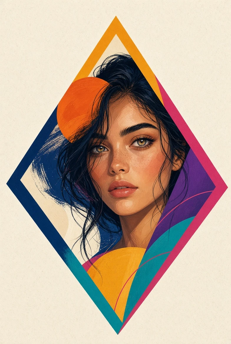 Abstract portrait wall artwork and artwork design sample